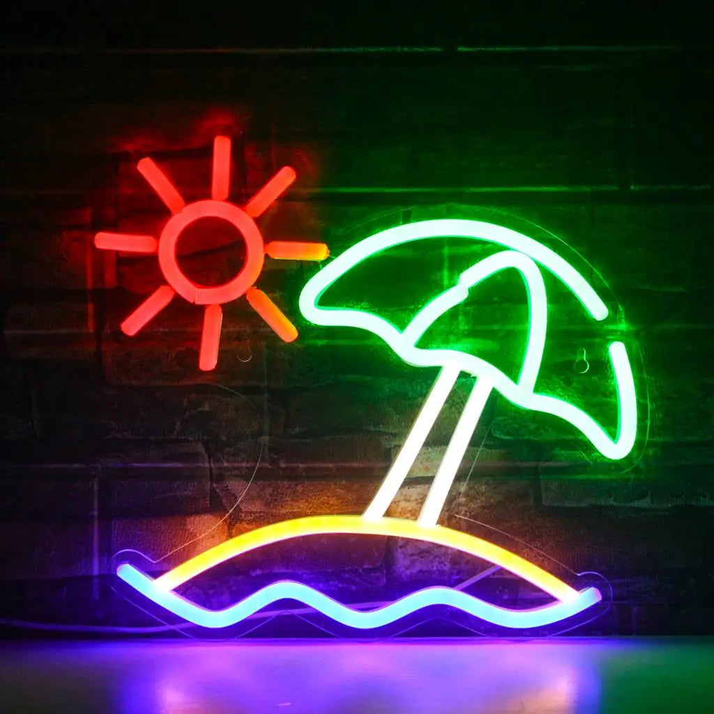 Enseigne néon LED USB 5 V Soleil à la plage
