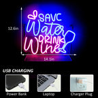 Save Water Drink Wine 5V USB LED neon sign