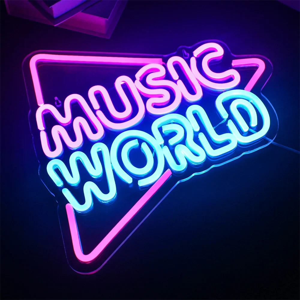 Enseigne néon LED USB 5 V Music World
