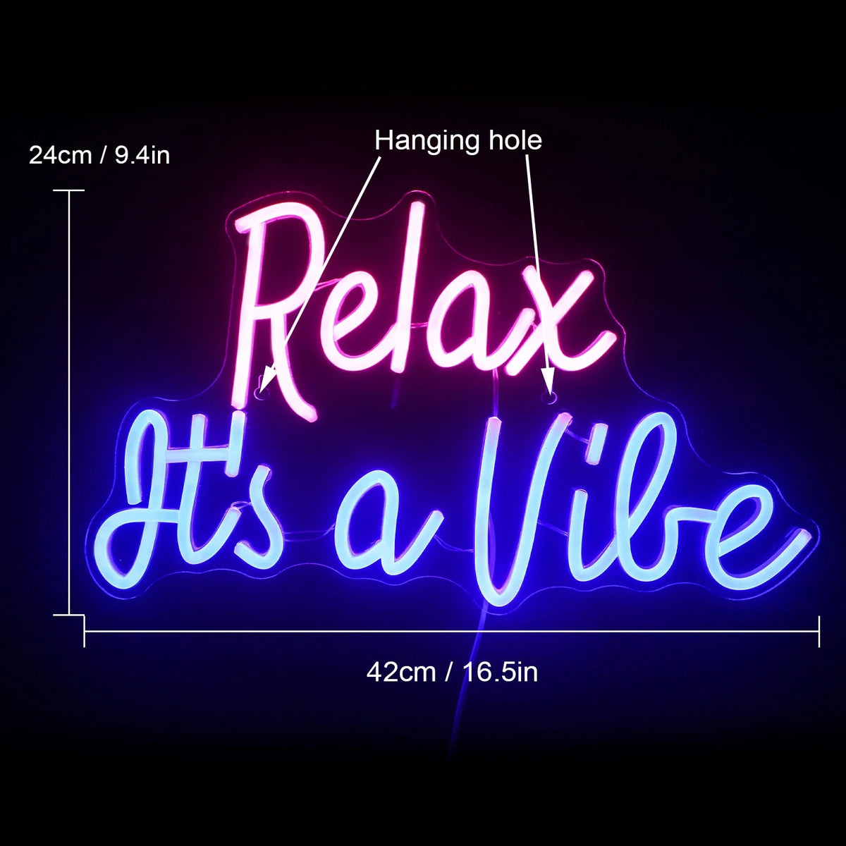 Enseigne néon LED USB 5 V Relax It's a Vibe