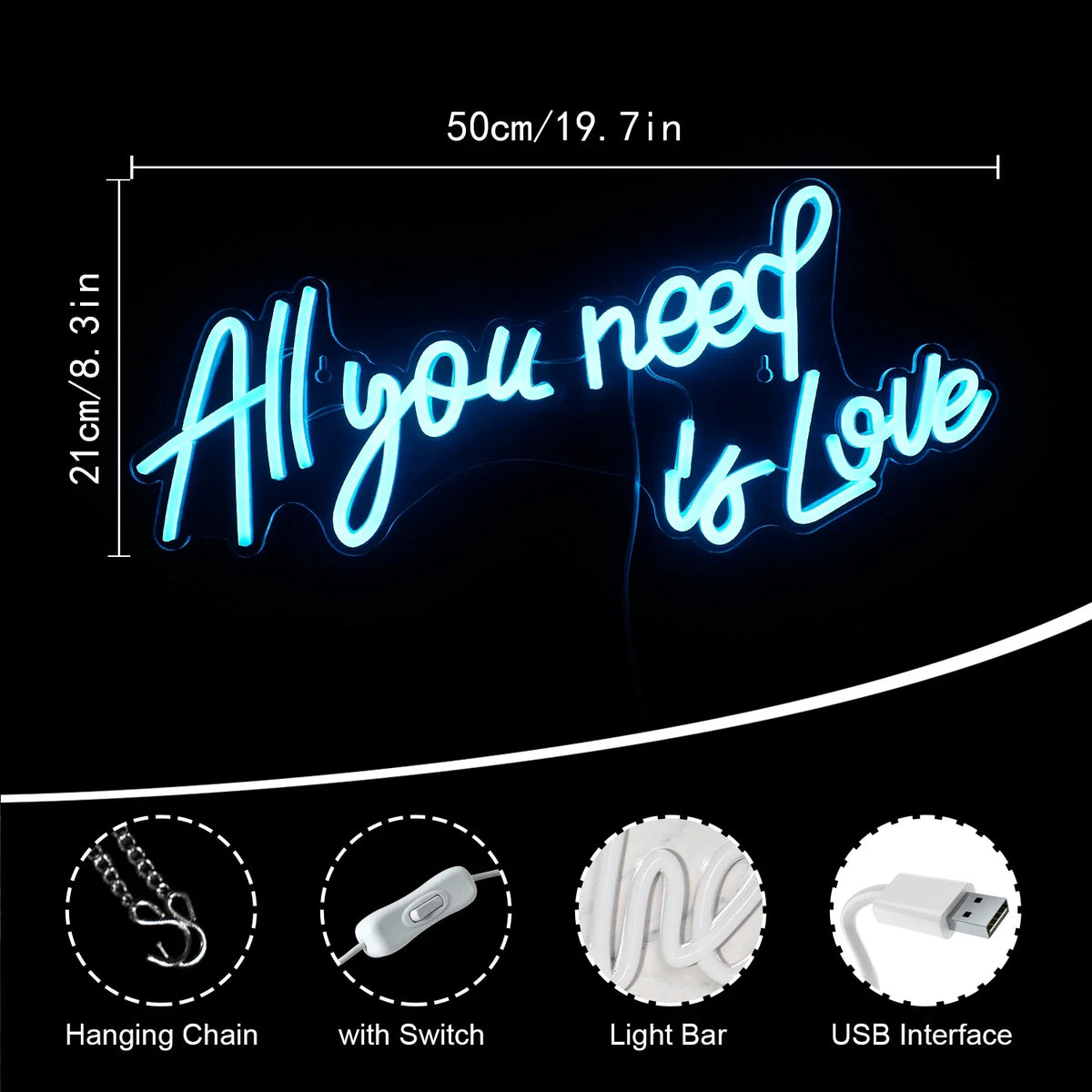 All You Need Is Love 5V USB LED neon sign