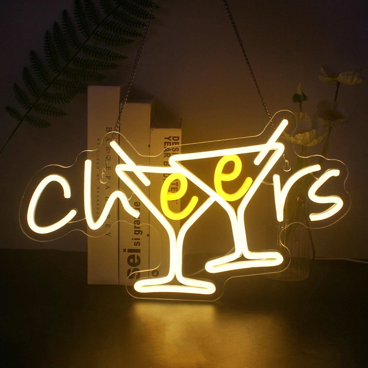 Enseigne néon LED USB 5 V Cheers — 42 × 24 cm