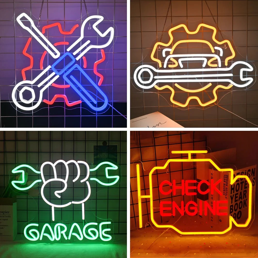 Enseigne néon LED USB 5 V Motifs de voitures et de garage