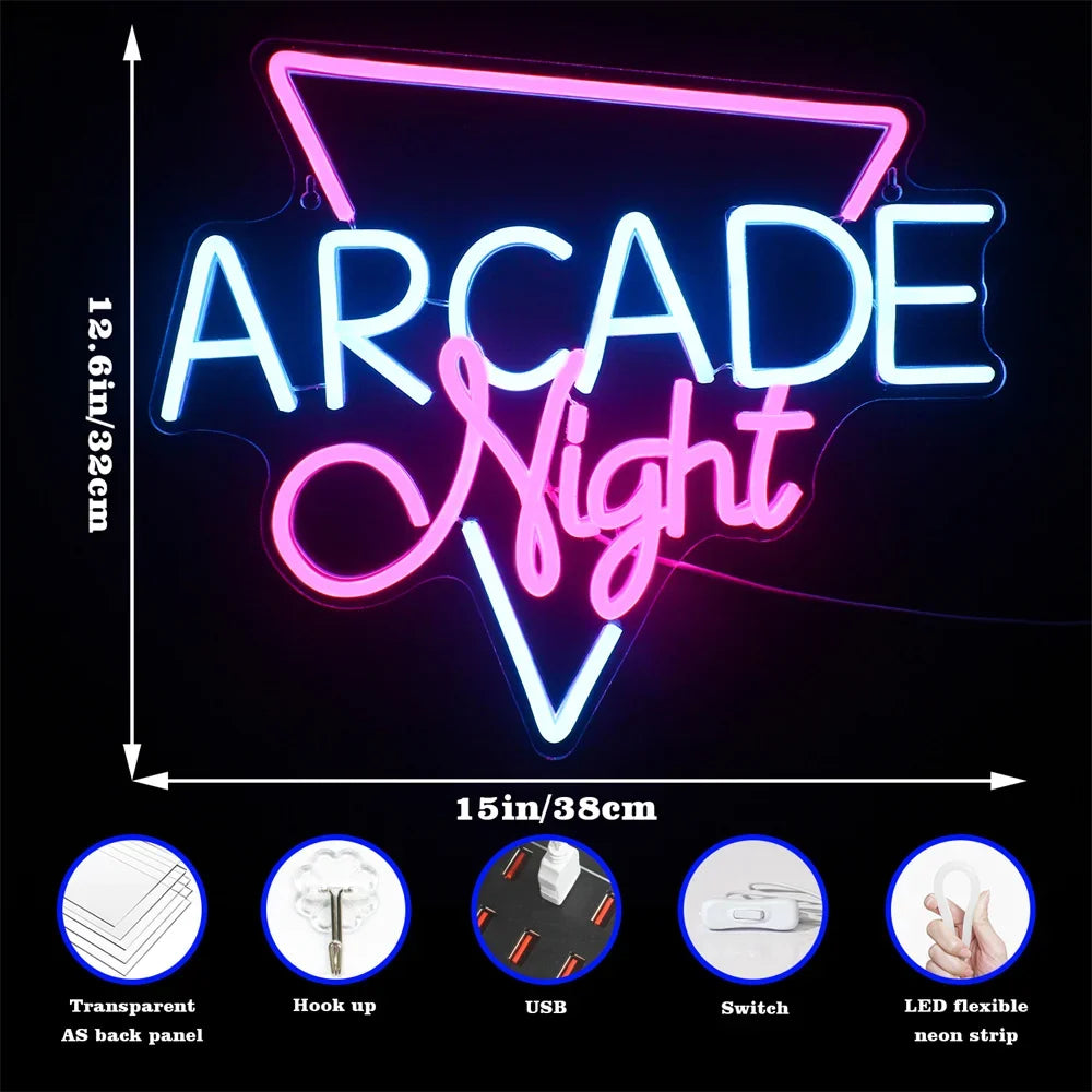 Enseigne néon LED USB 5 V Arcade Night
