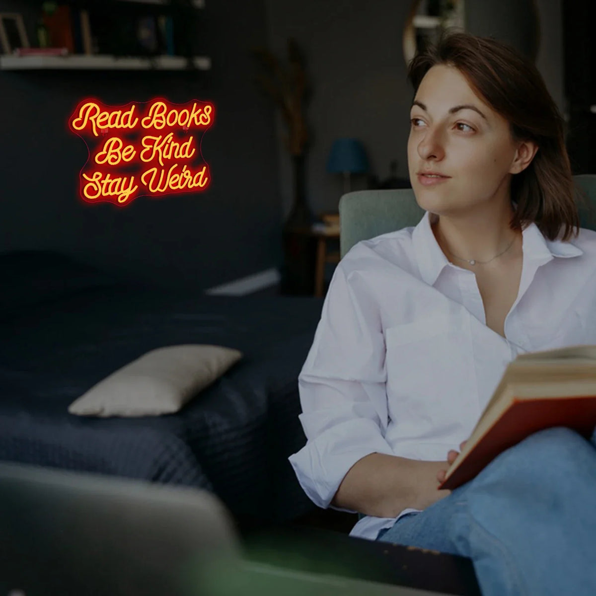 Read Books Be Kind Stay Weird 5V USB LED neon sign