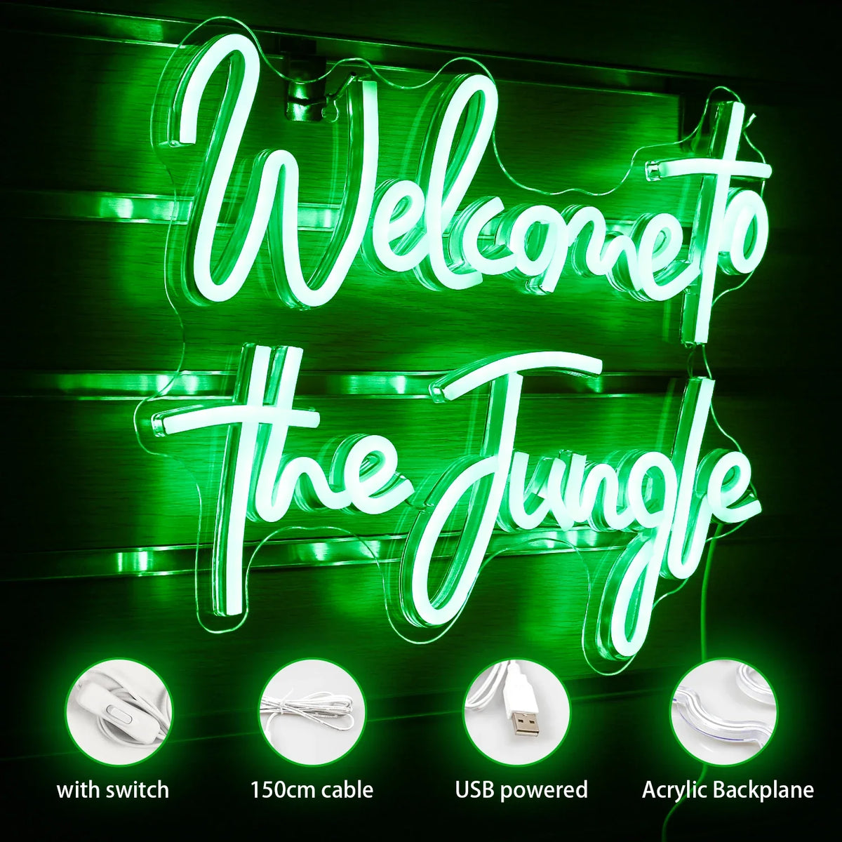 Enseigne néon LED USB 5 V Welcome to the Jungle