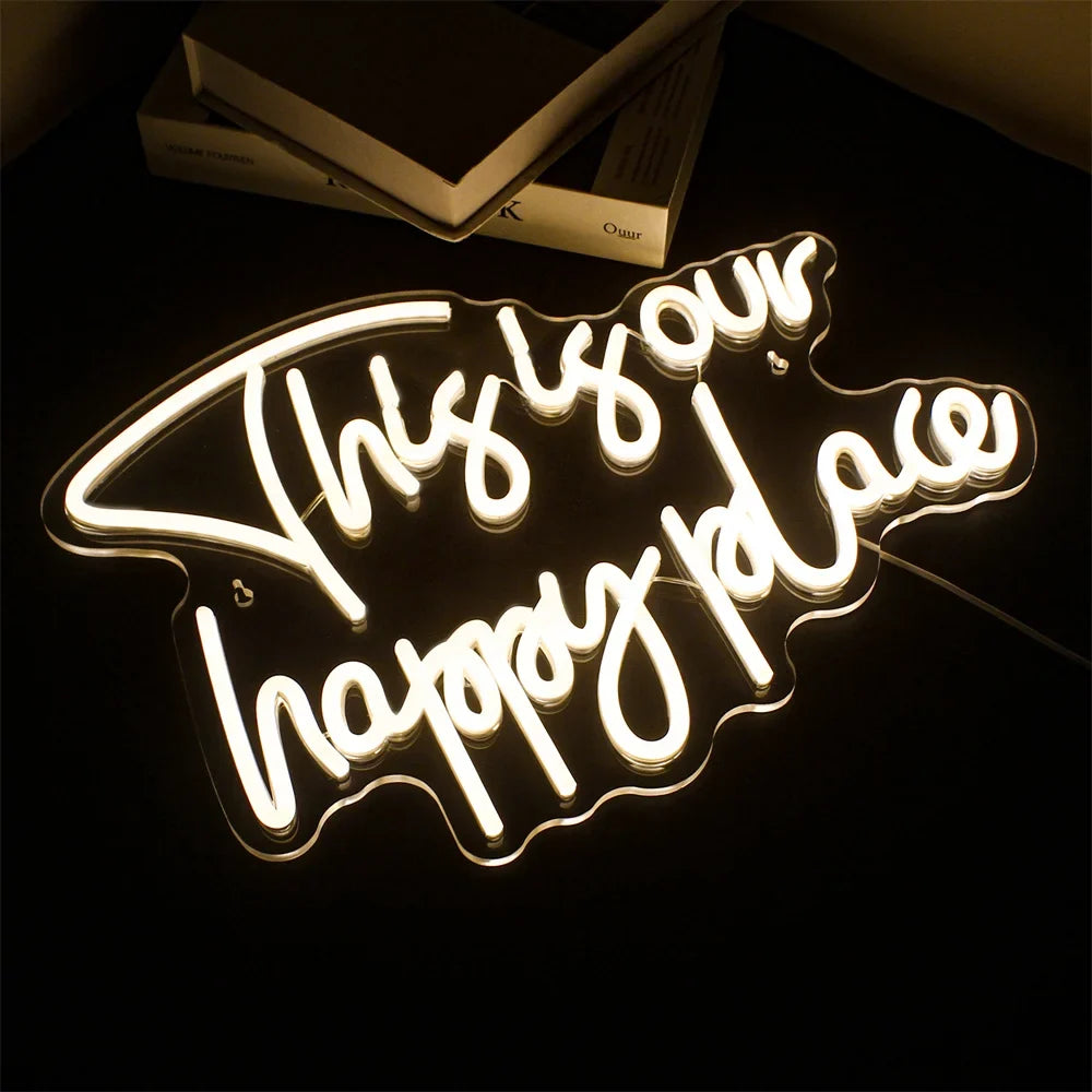 This is our happy place 5V USB LED neon sign