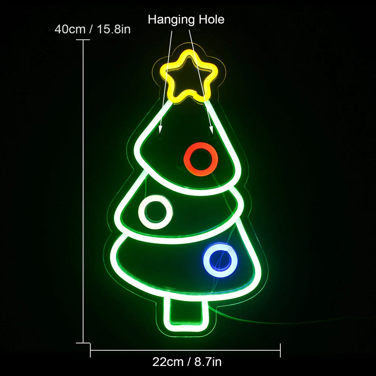 Christmas Tree with Baubles 5V USB LED neon sign