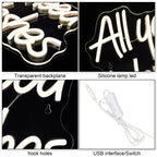 All You Need is Lashes 5V USB LED neon sign