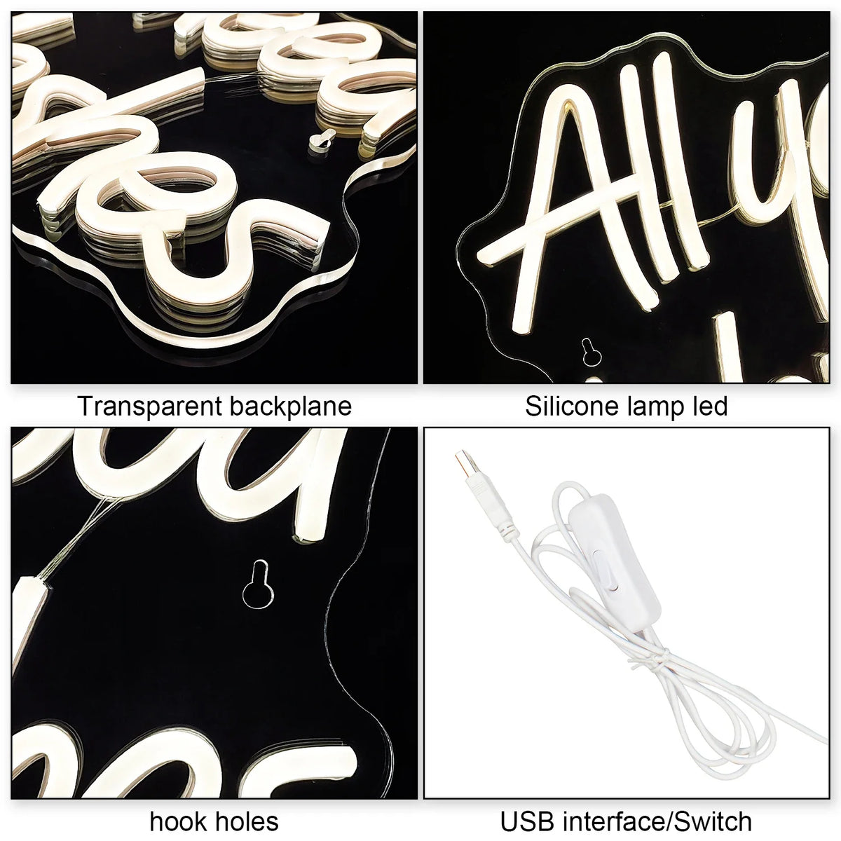 All You Need is Lashes 5V USB LED neon sign