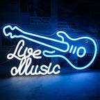 Enseigne néon LED USB 5 V Live Music — 42 × 24 cm
