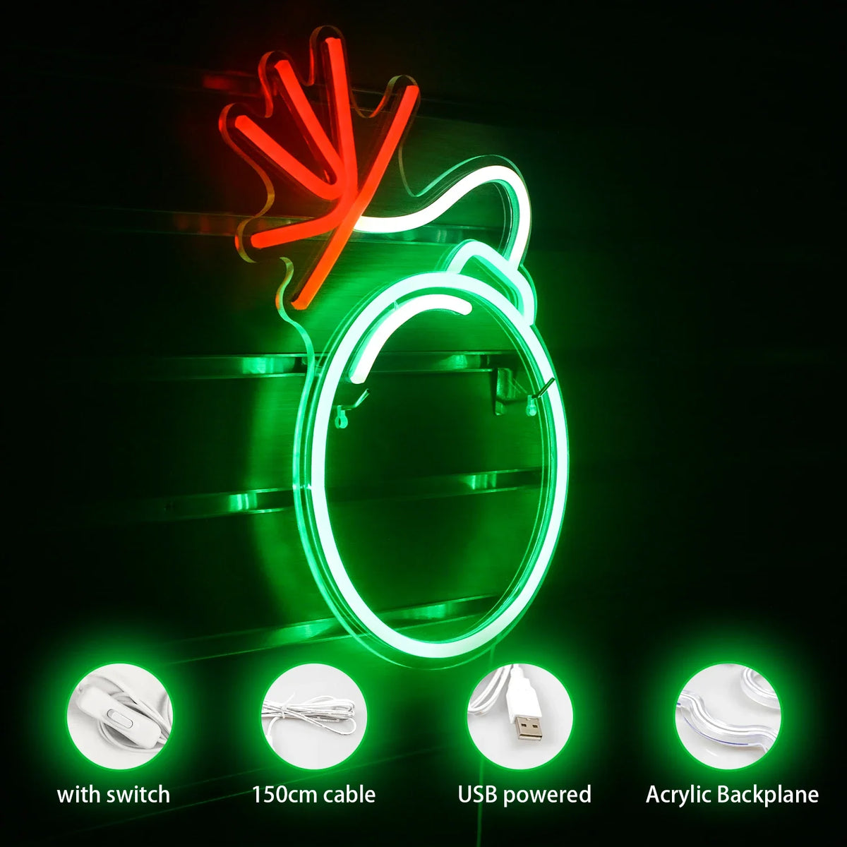 Green Grenade 5V USB LED neon sign