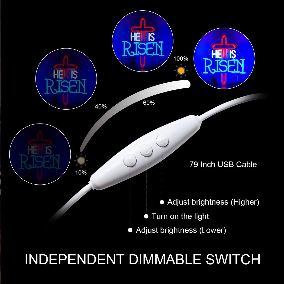 He Is Risen 5V USB LED neon sign