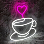 Coffee Cup Heart 5V USB LED neon sign