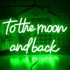 Enseigne néon LED USB 5 V To The Moon And Back — vert