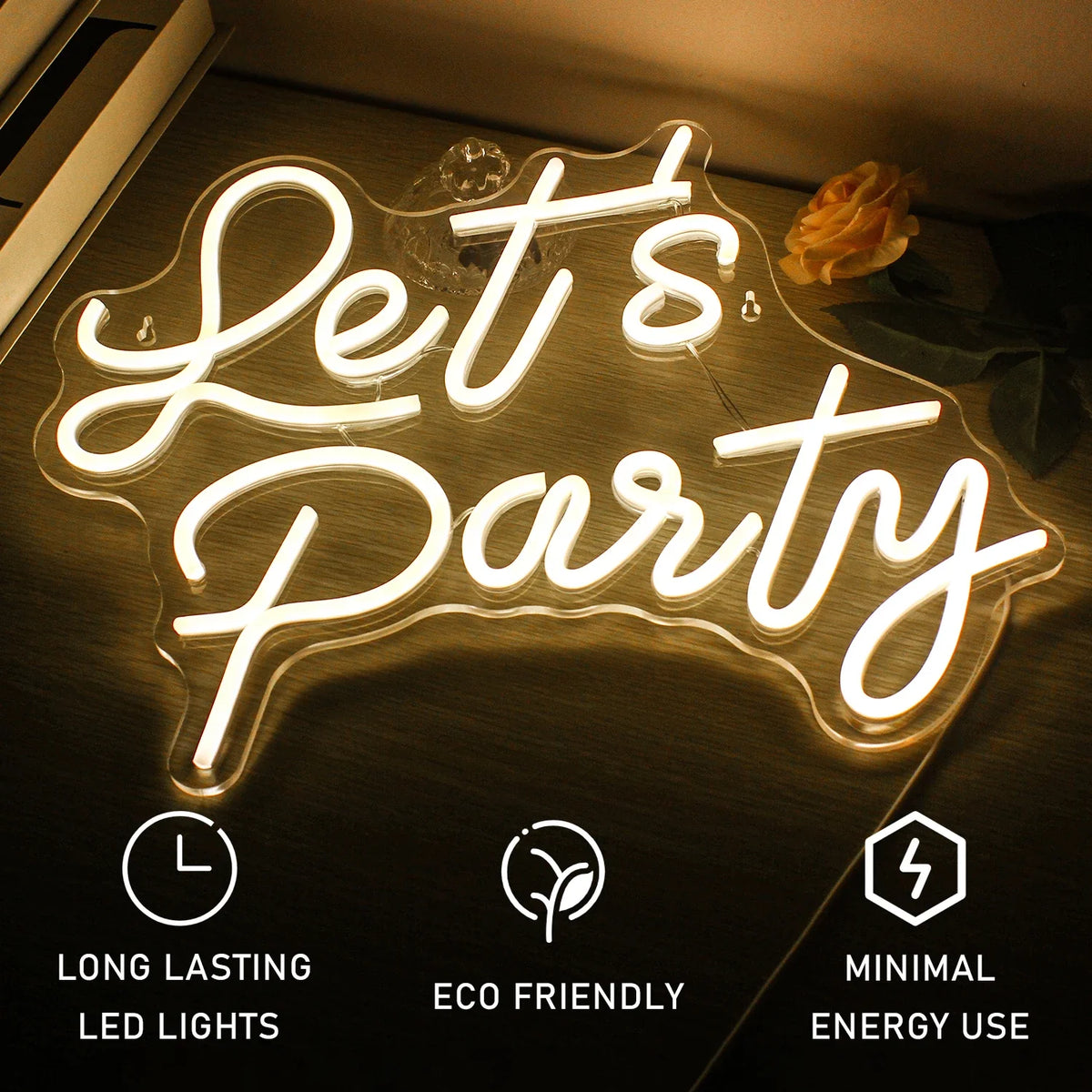 Enseigne néon LED USB 5 V Let's Party