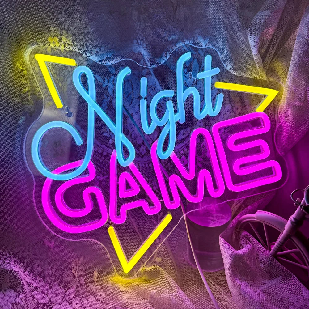 Enseigne néon LED USB 5 V Night Game — 34,5 × 32 cm