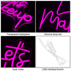 Enseigne néon LED USB 5 V Let's Makeup