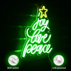 Joy Love Peace Christmas Tree 5V USB LED neon sign