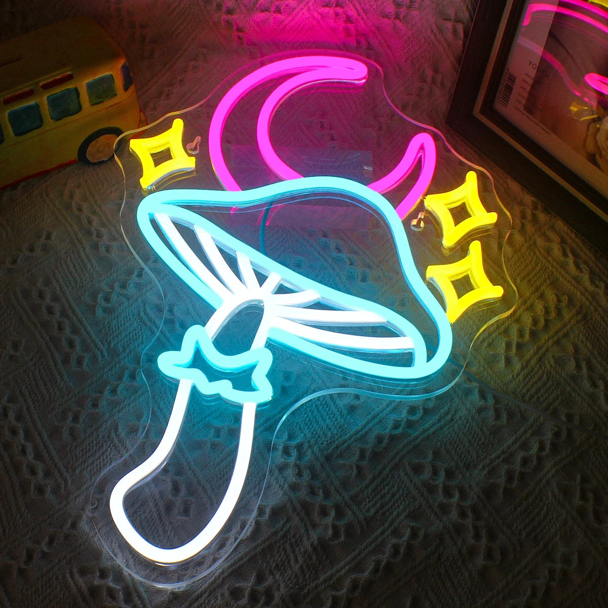 Star Moon Mushroom 5V USB LED neon sign