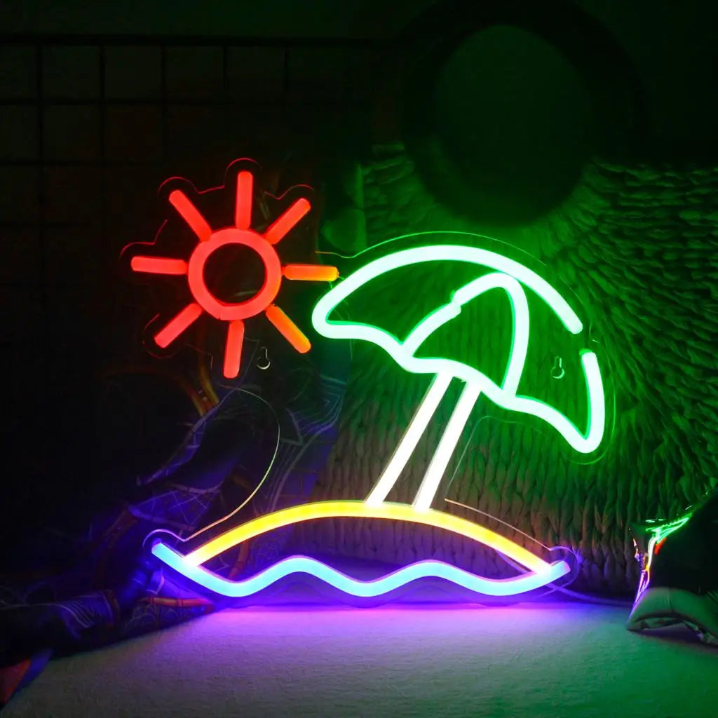 Enseigne néon LED USB 5 V Soleil à la plage