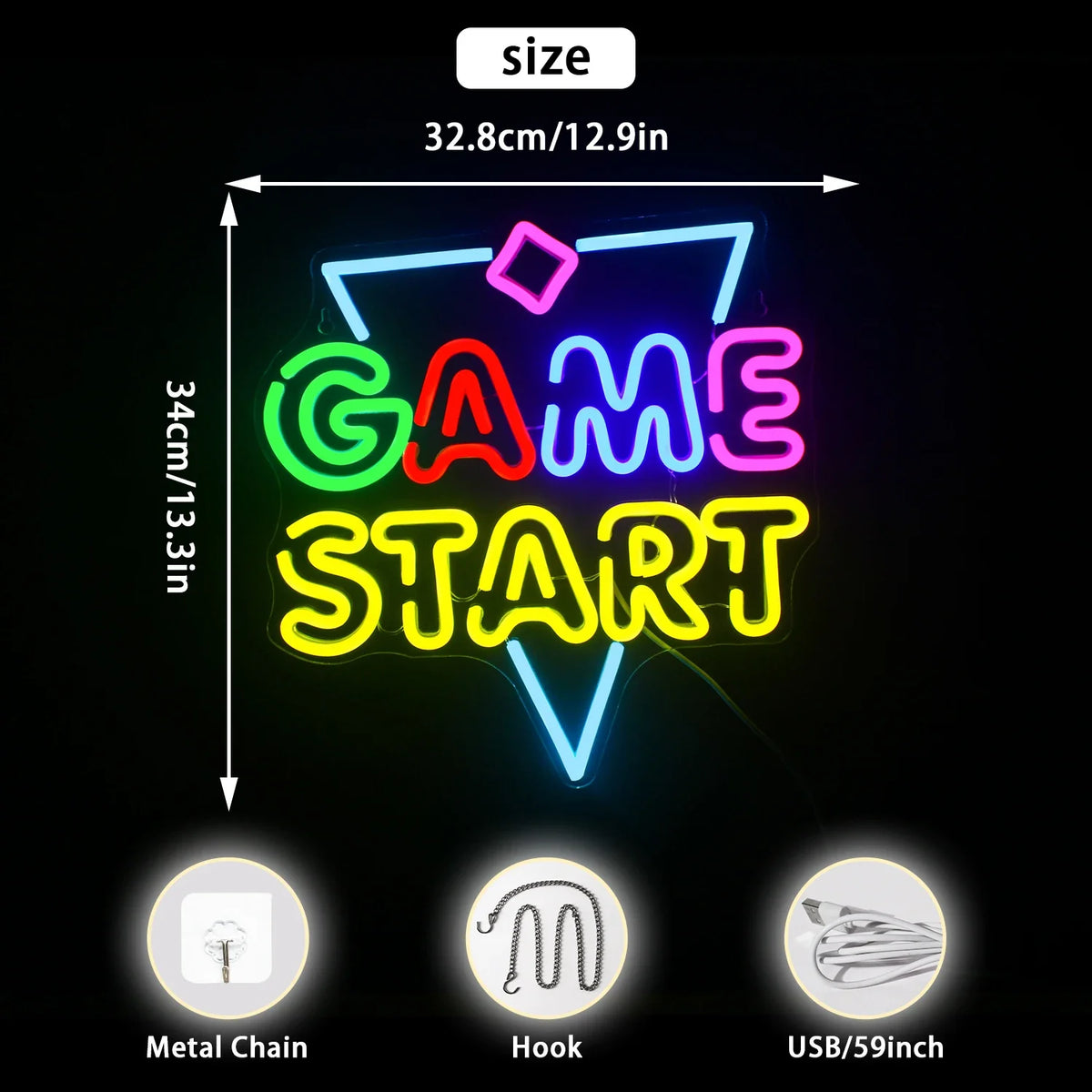 Game Start 5V USB LED neon sign