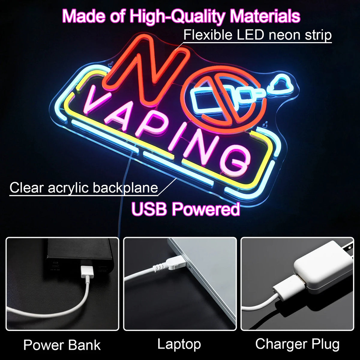 No Vaping 5V USB LED neon sign