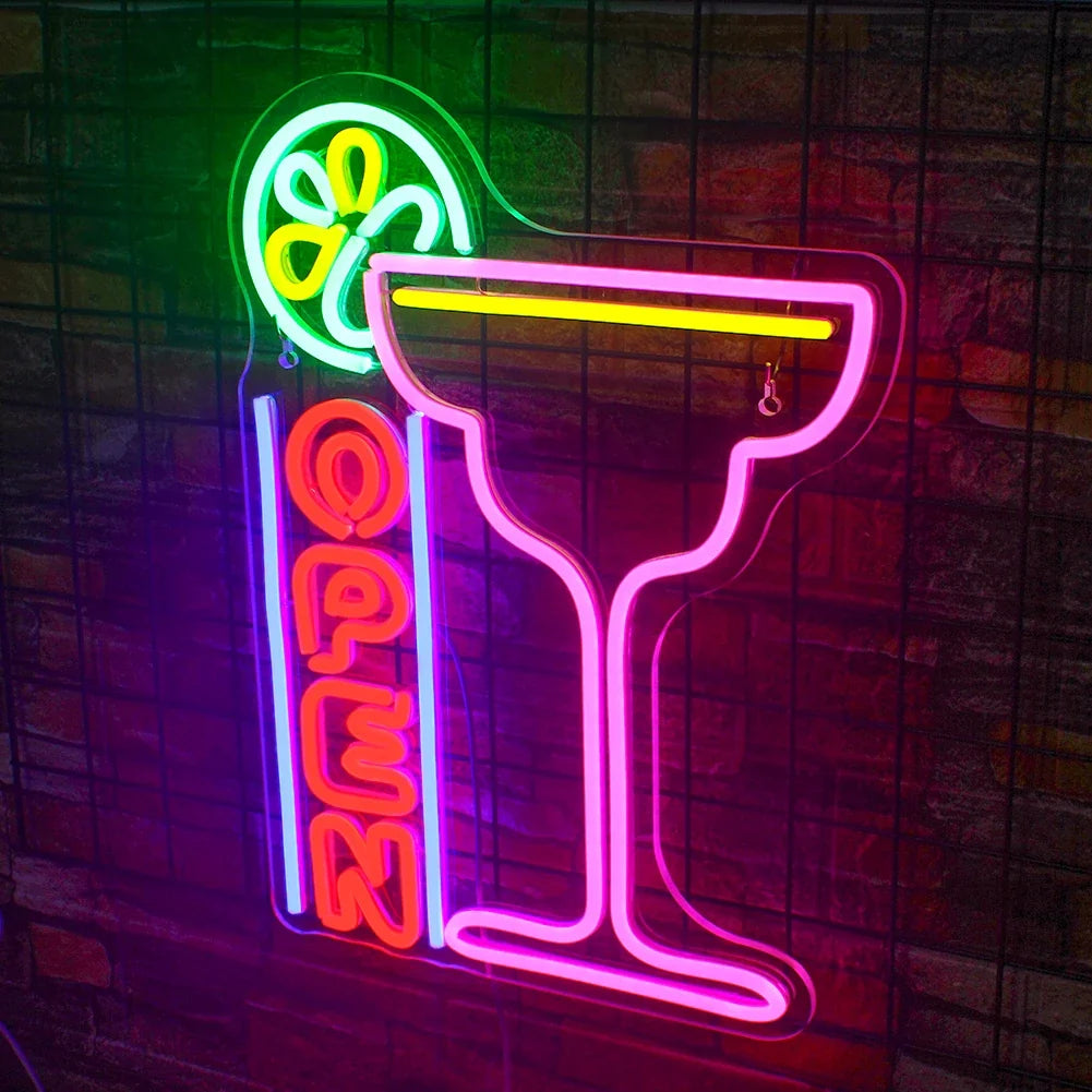 Enseigne néon LED USB 5 V Cocktails Open