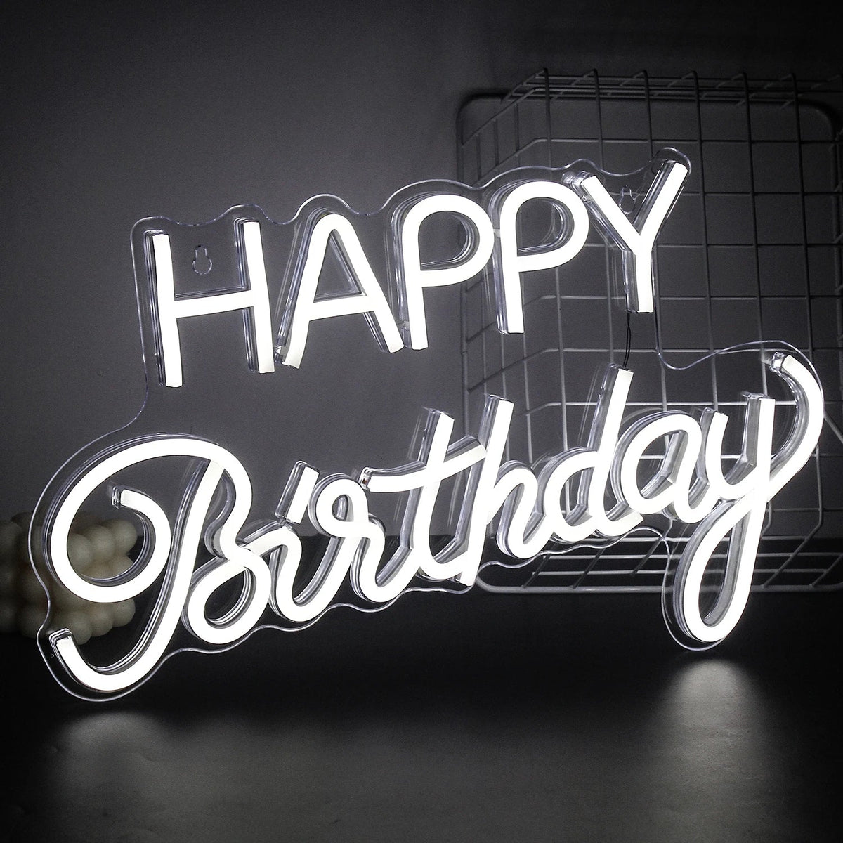 Happy Birthday Designs 5V USB LED neon sign – White 42.5X26cm