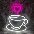 Coffee Cup Heart 5V USB LED neon sign – White 24x32cm