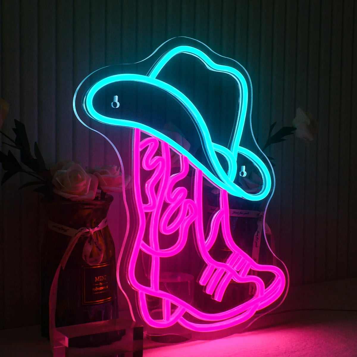 Cowboy Boot and Hat 5V USB LED neon sign