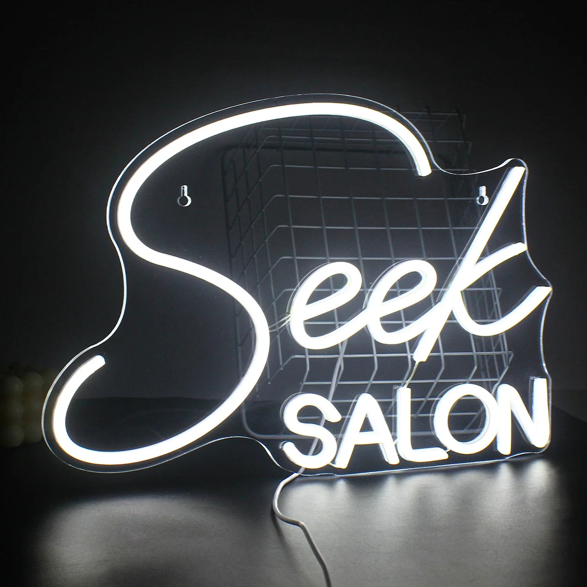 Enseigne néon LED USB 5 V Seek Salon — blanc, 5 W