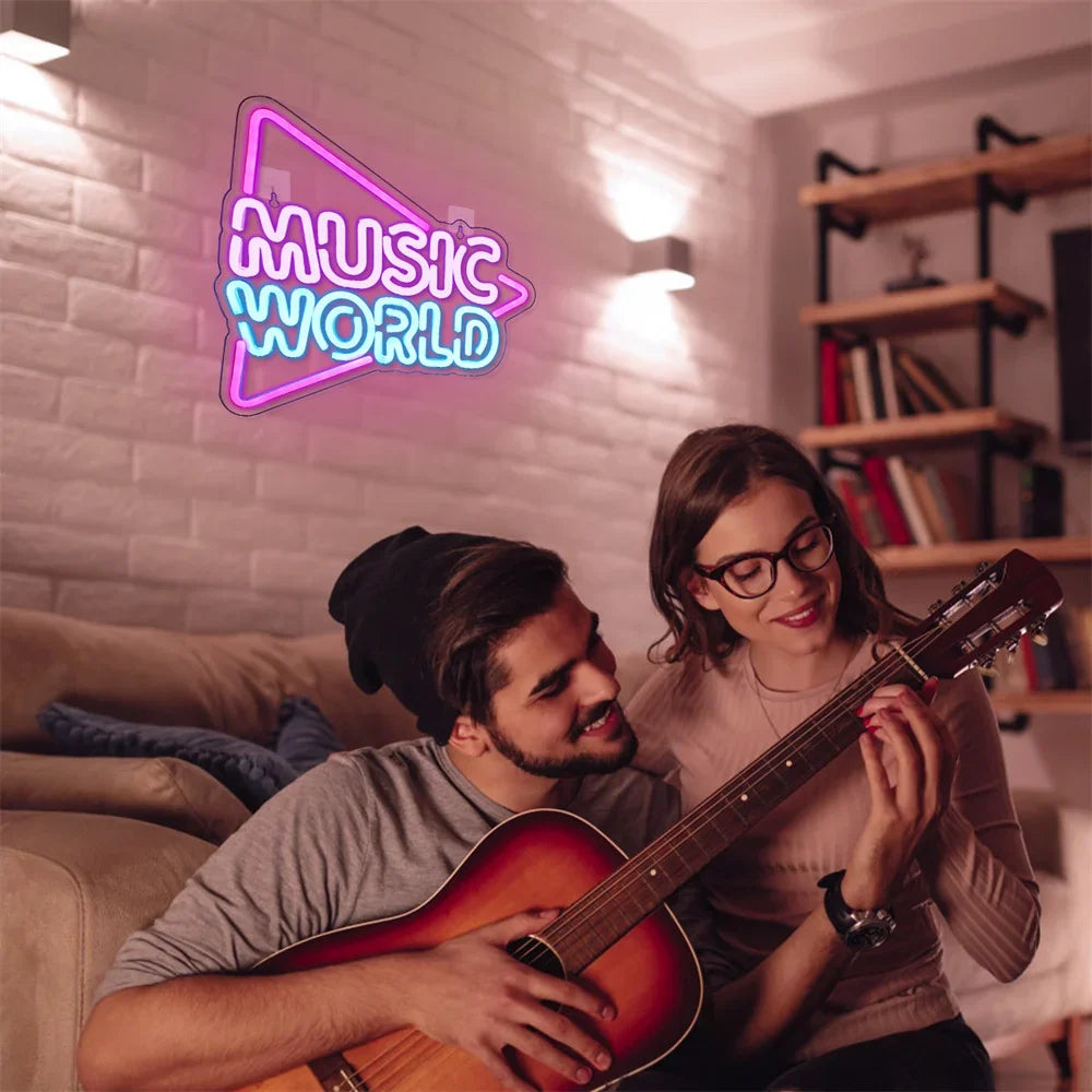 Enseigne néon LED USB 5 V Music World