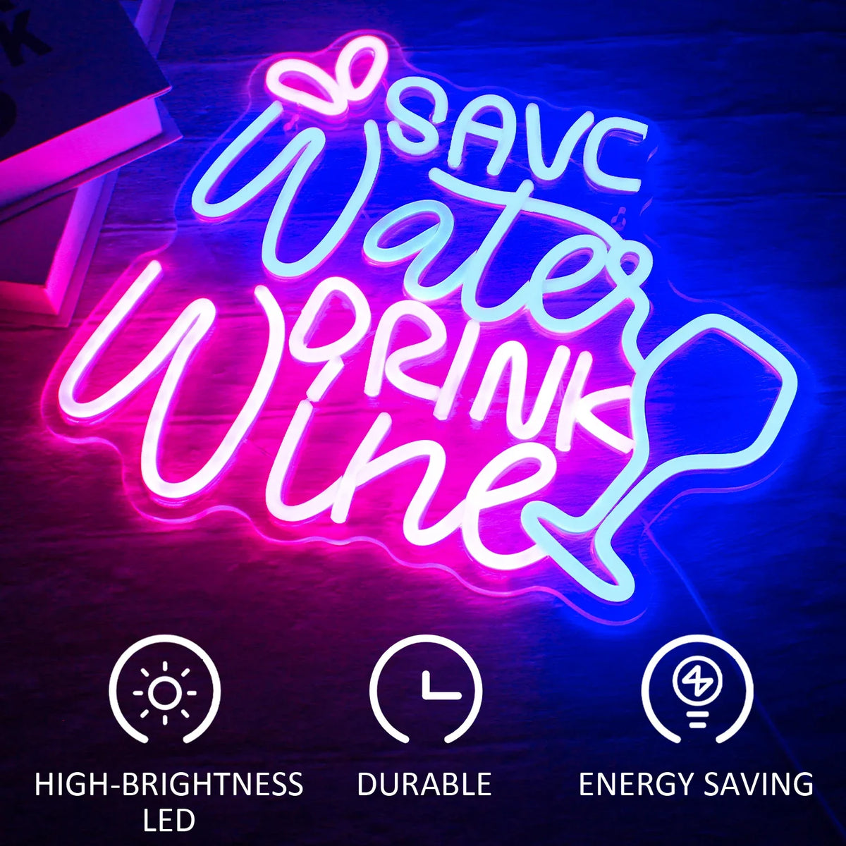 Save Water Drink Wine 5V USB LED neon sign