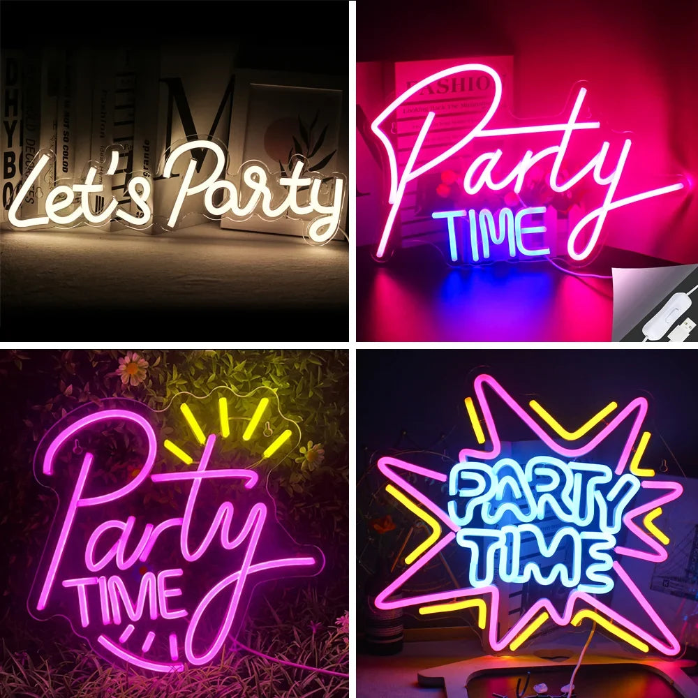 Let's Party 5V USB LED neon sign