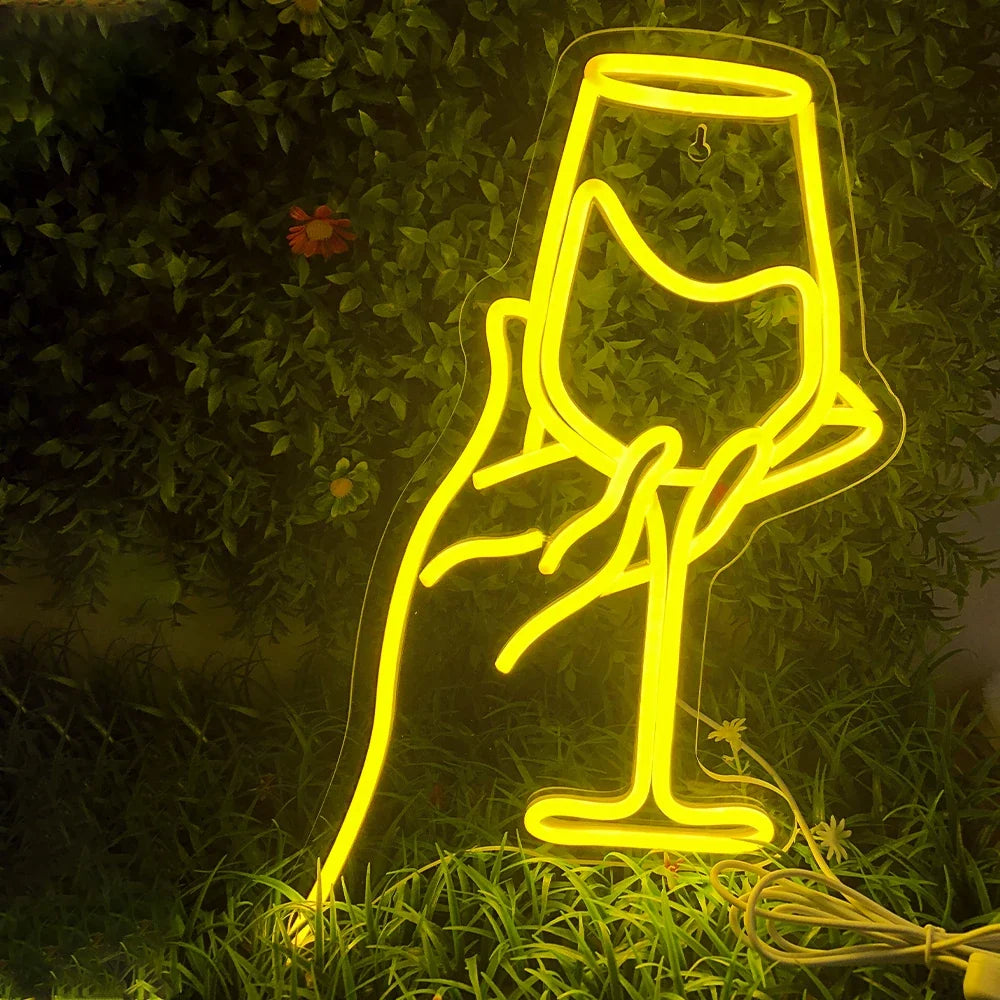 Red Wine Glass 5V USB LED neon sign