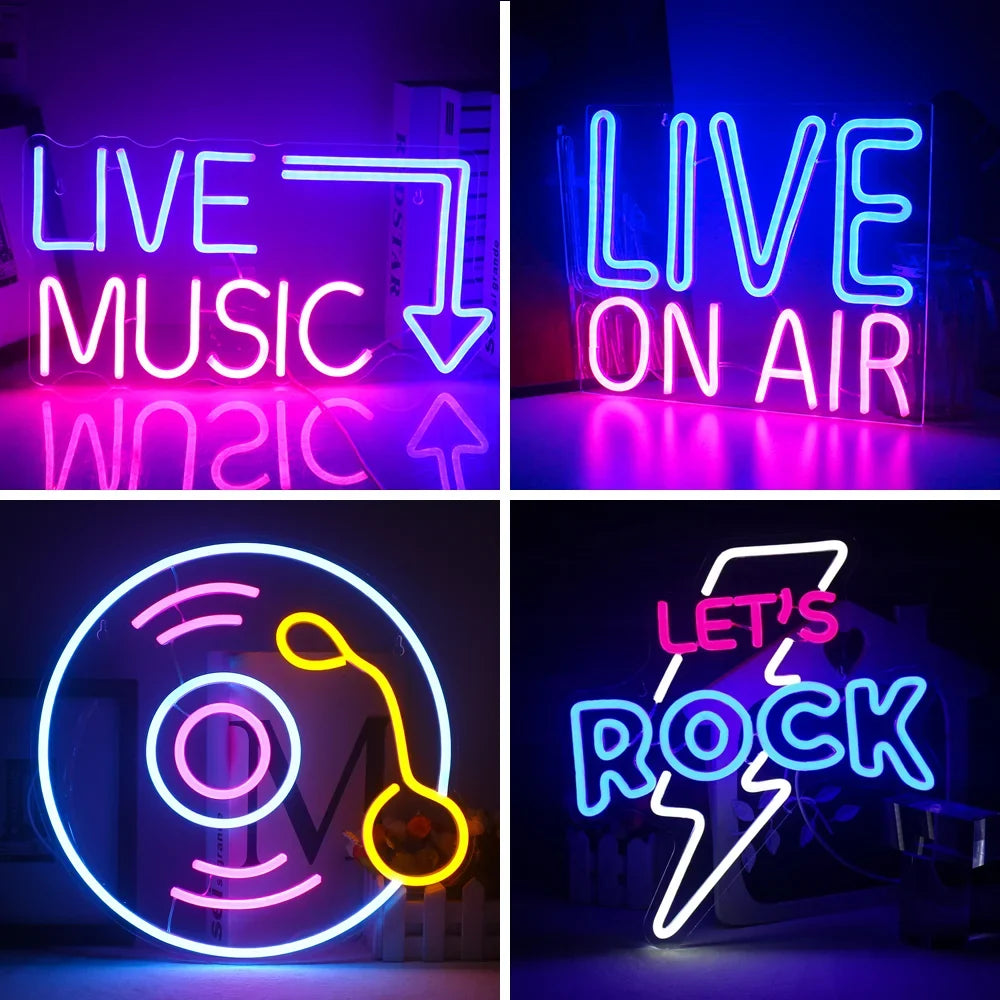 Enseigne néon LED USB 5 V Live Music