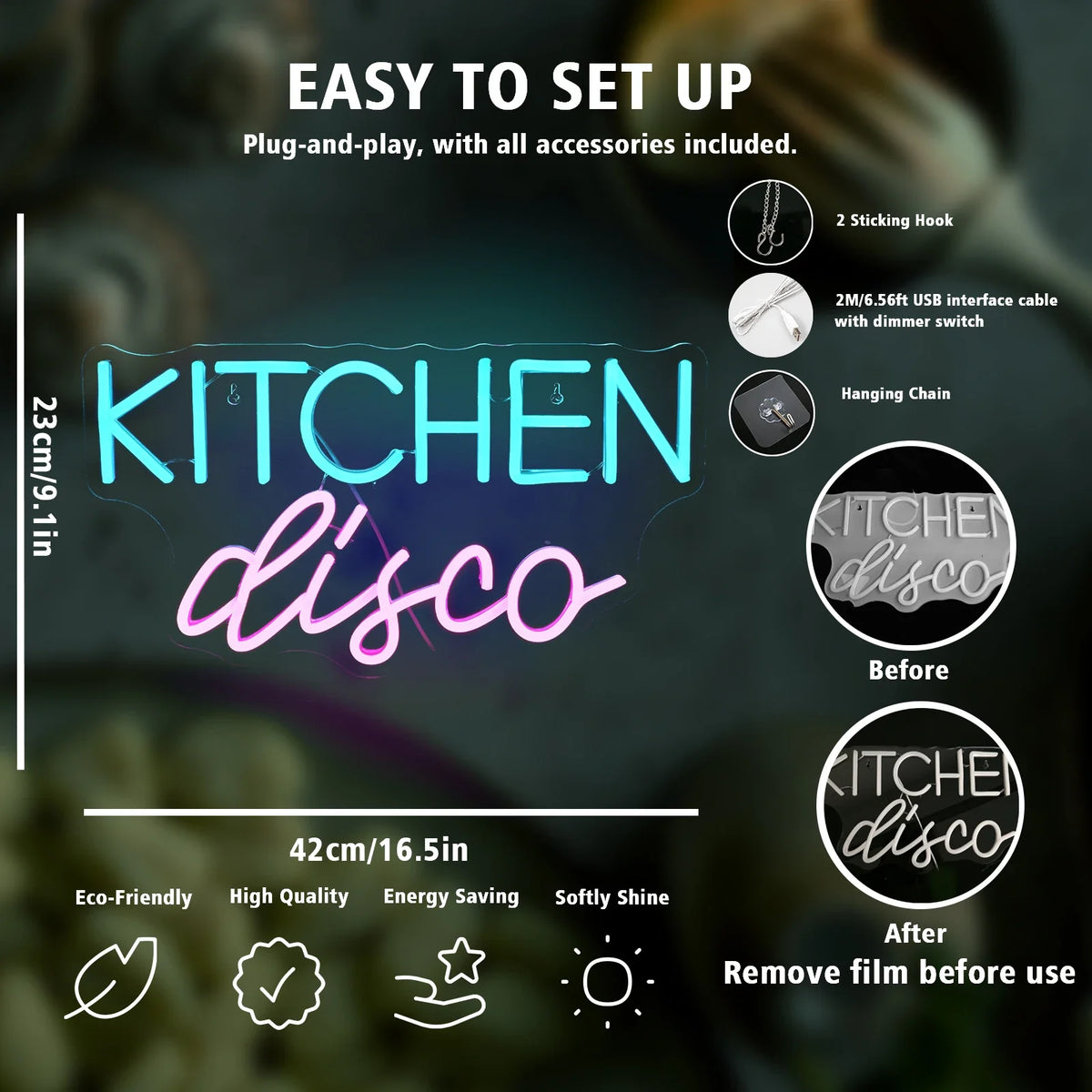Enseigne néon LED USB 5 V Kitchen Disco