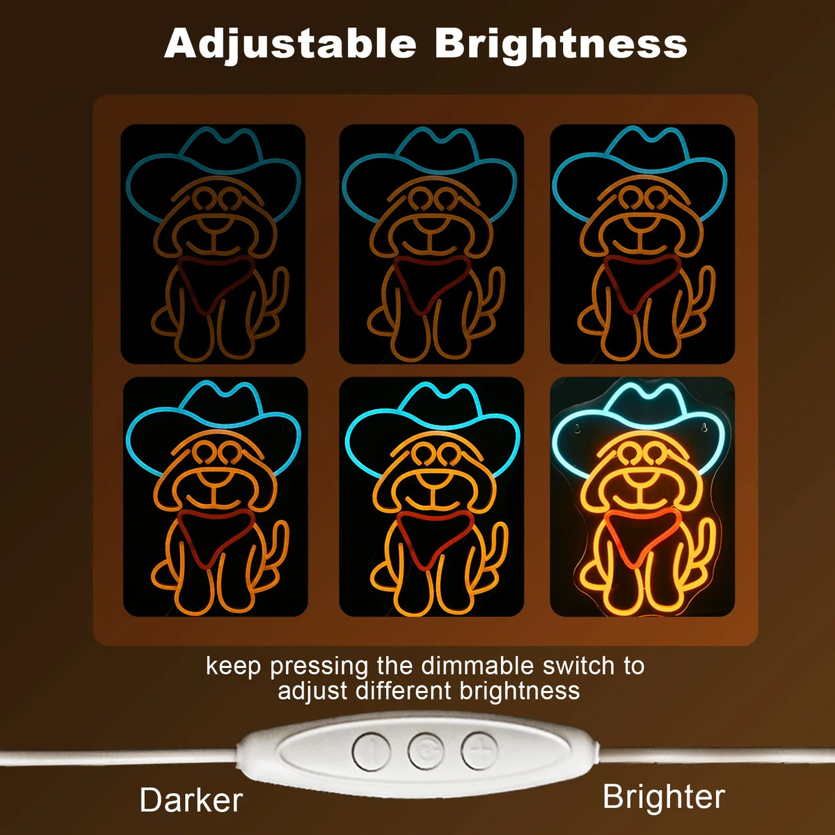 Enseigne néon LED USB 5 V Chien cow-boy