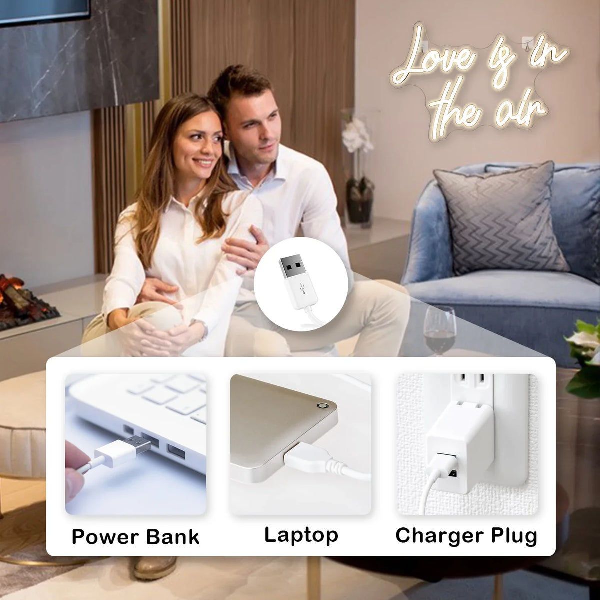 Love is in the air 5V USB LED neon sign