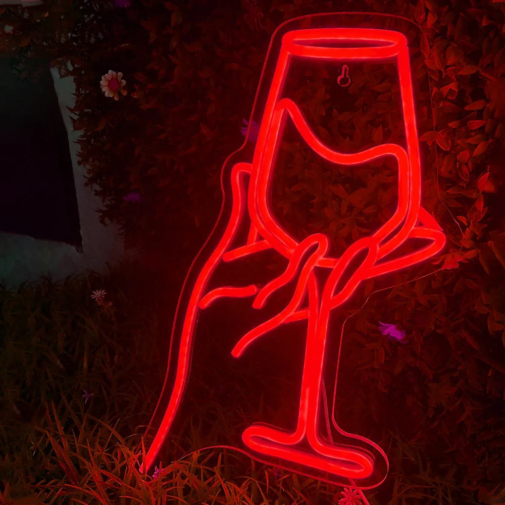 Red Wine Glass 5V USB LED neon sign