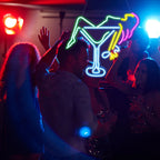 Enseigne néon LED USB 5 V Femme et verre à cocktail