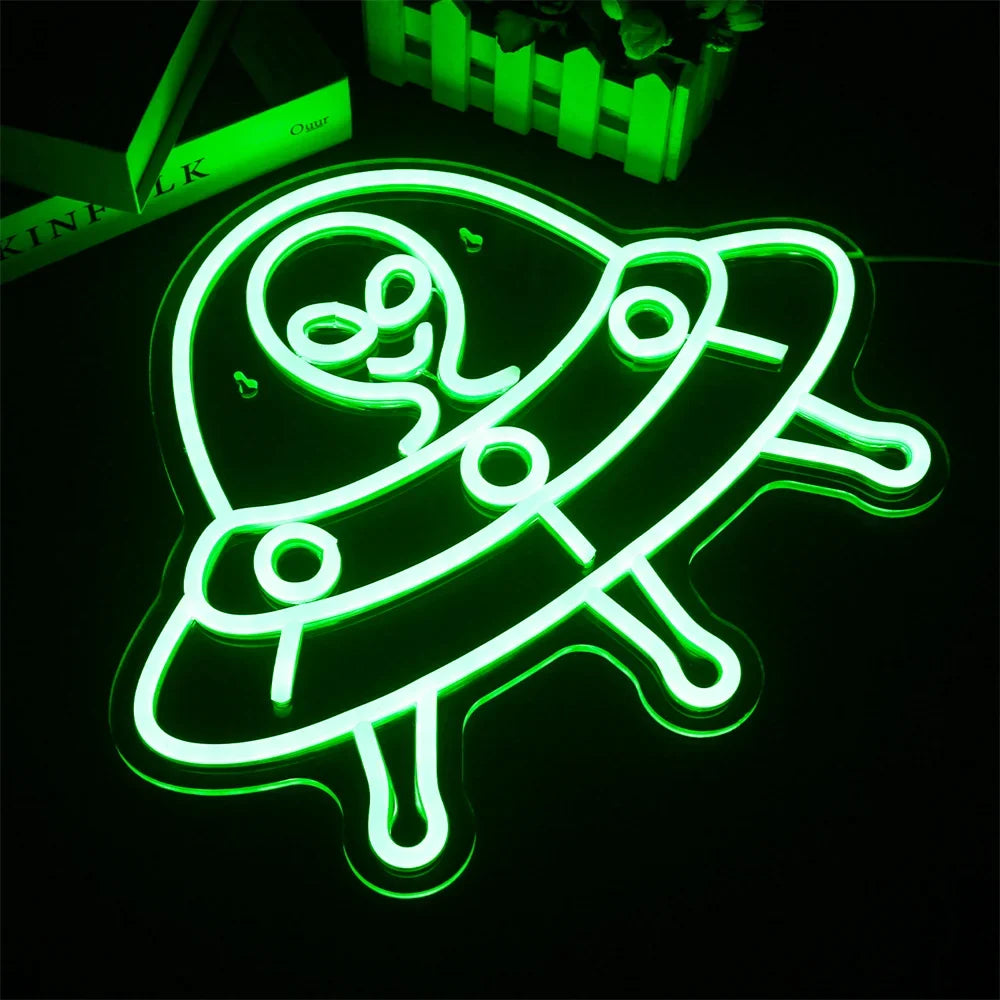 Enseigne néon LED USB 5 V Extraterrestre vert