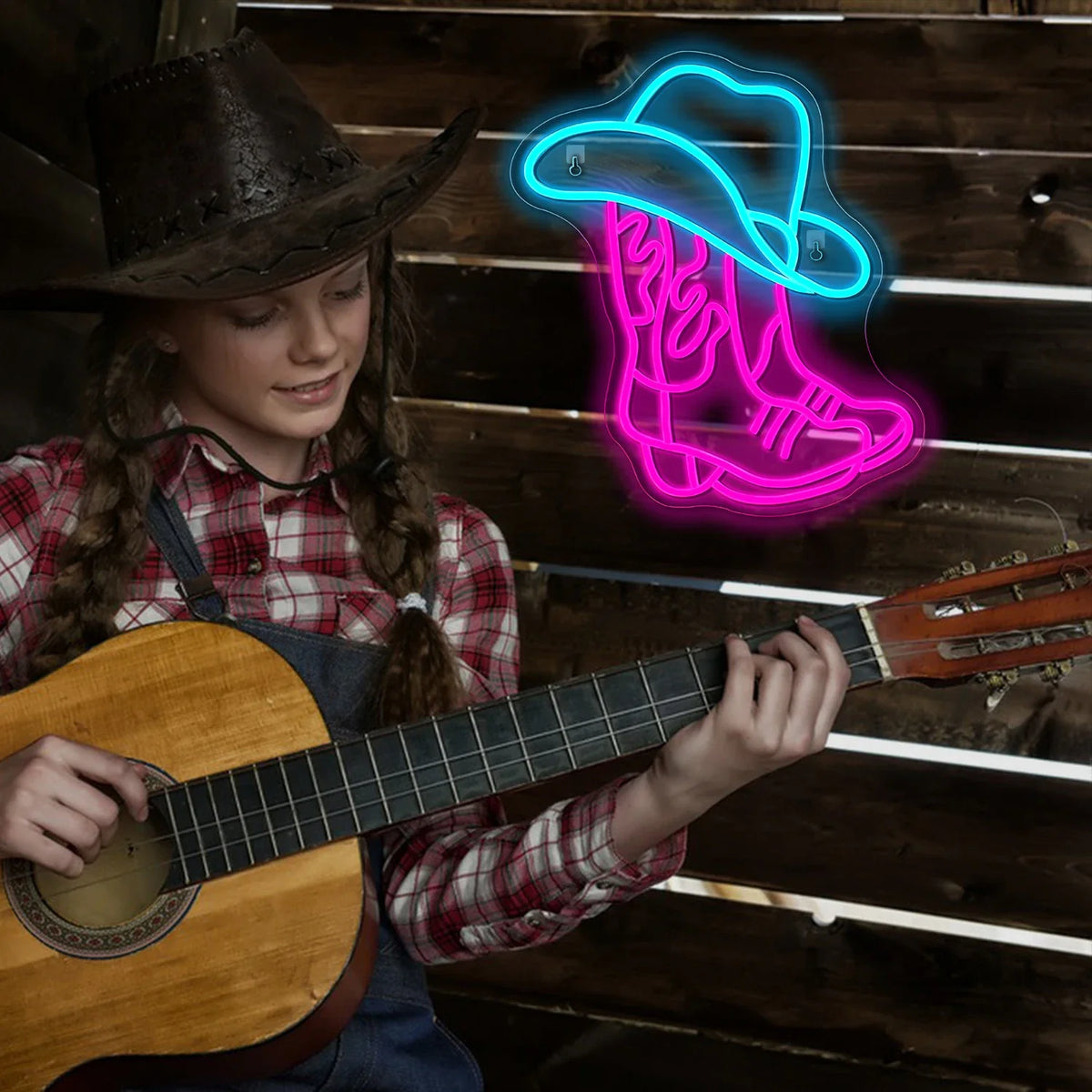 Cowboy Boot and Hat 5V USB LED neon sign