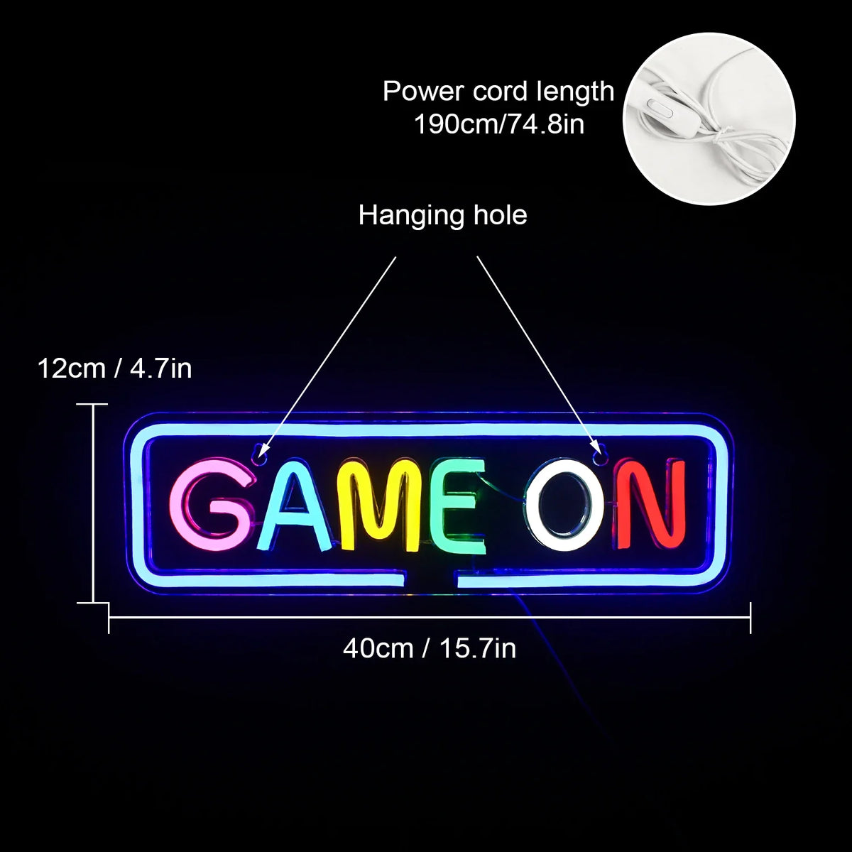Game On 5V USB LED neon sign