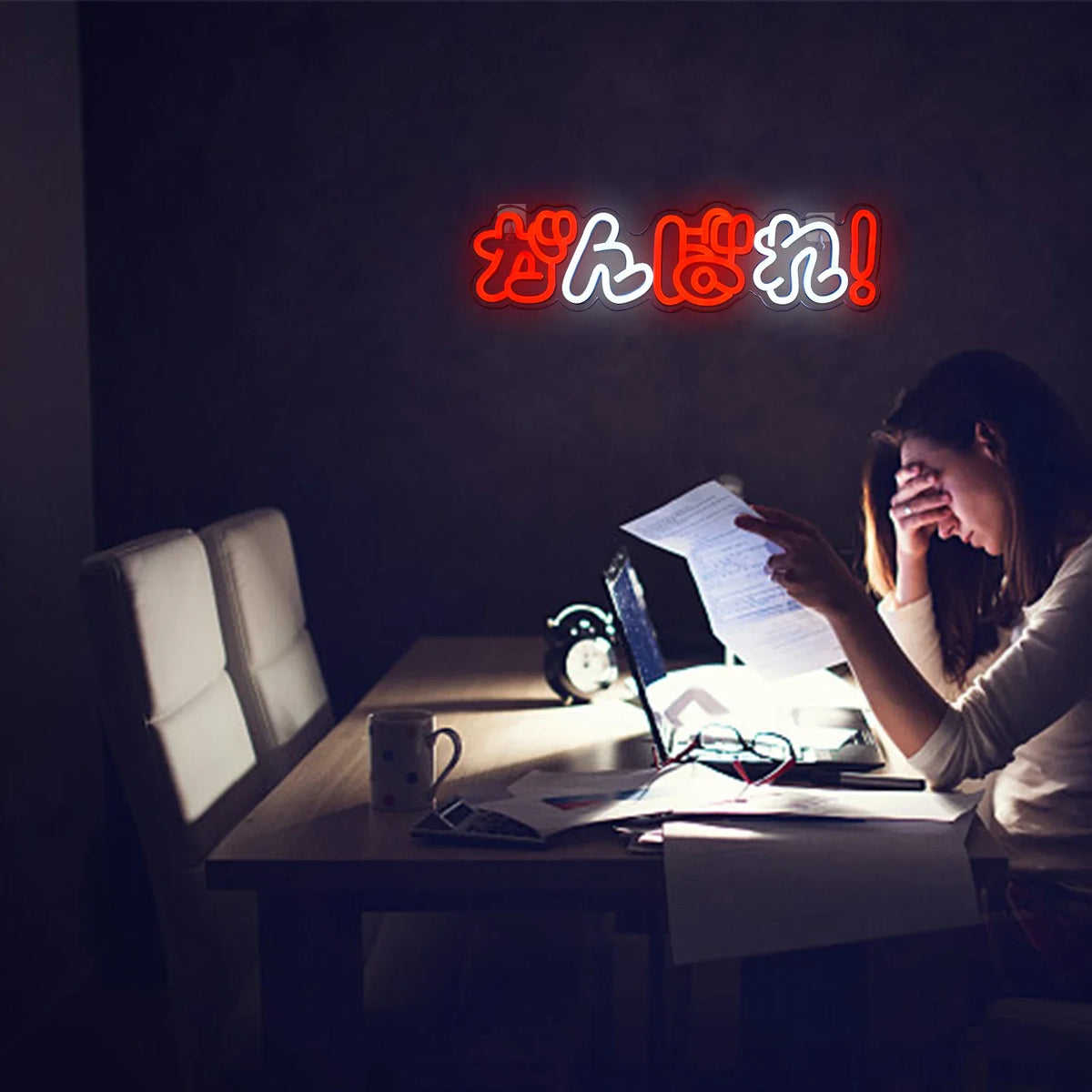 Enseigne néon LED USB 5 V Ganbare (がんばれ!)