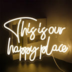 This is our happy place 5V USB LED neon sign – 42x30cm