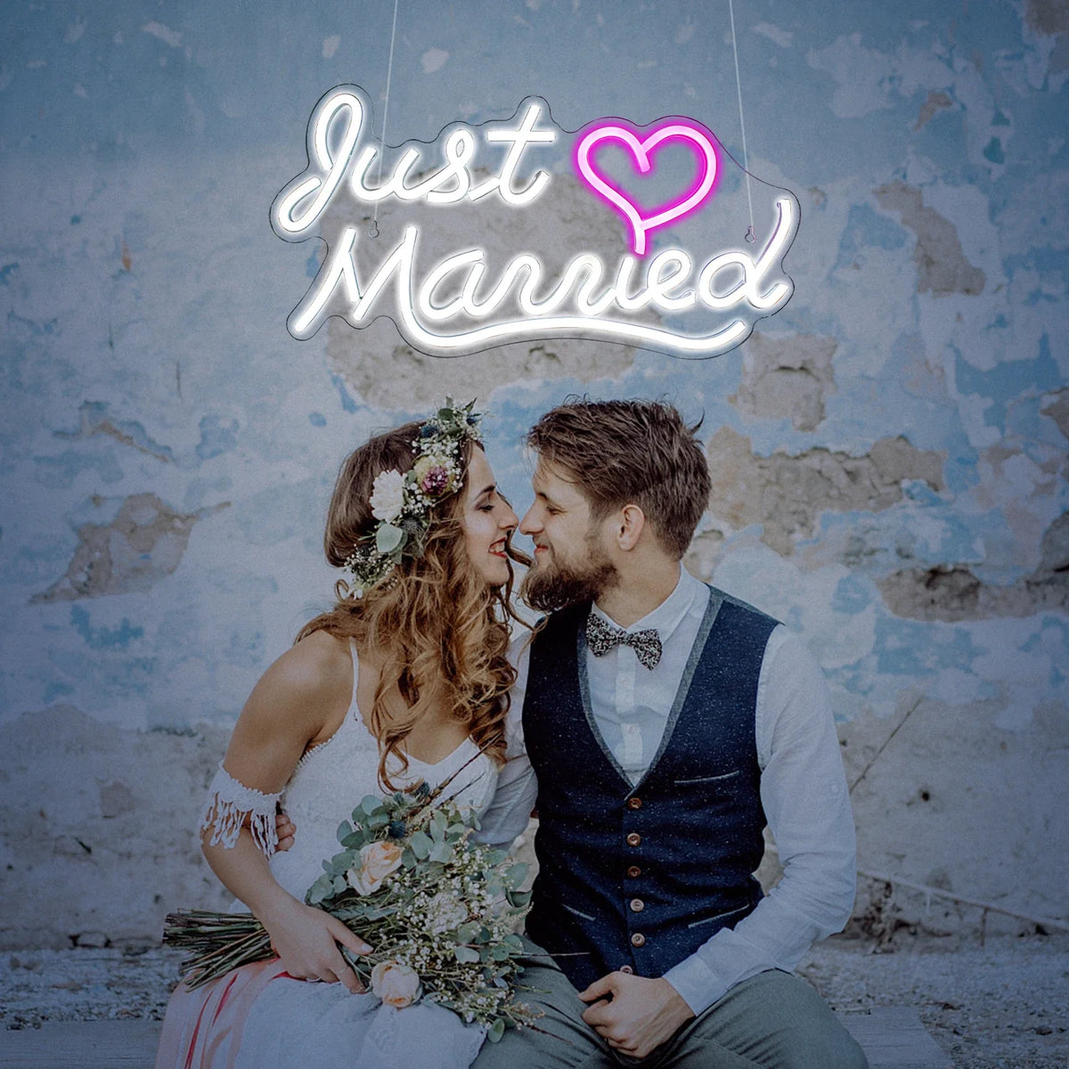 Enseigne néon LED USB 5 V Just Married