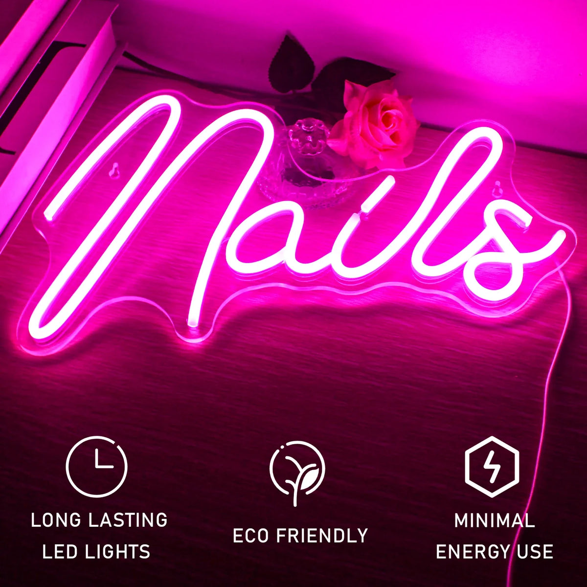 Enseigne néon LED USB 5 V Nails