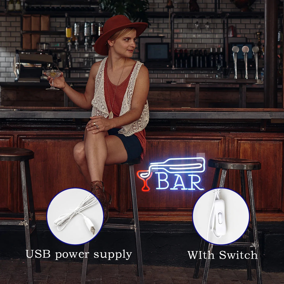 Enseigne néon LED USB 5 V Bar